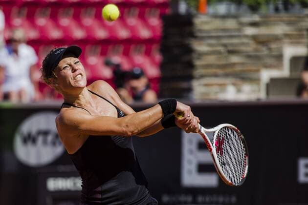 Tennis, Laura Siegemund gewinnt in Bastad ersten WTA-Titel 160724 Laura Siegemund, Tyskland under finalen under dag 8 av Swedish open den 24 juli 2016 i Bastad.  Copyright: MathildaxAhlberg BB160724MA050