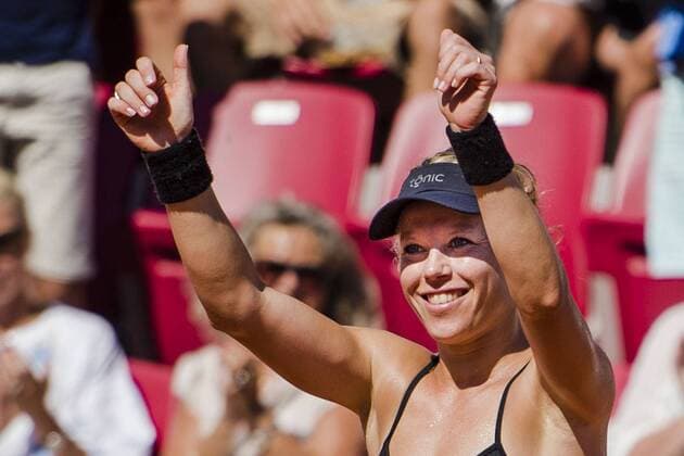 Tennis, Laura Siegemund gewinnt in Bastad ersten WTA-Titel 160724 Laura Siegemund, Tyskland jublar efter vinsten under finalen under dag 8 av Swedish open den 24 juli 2016 i Bastad.  Copyright: MathildaxAhlberg BB160724MA052
