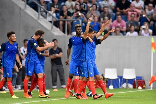 GER, UEFA U19 2016, Finale, Frankreich (FRA) vs Italien (ITA) 24.07.2016, Rhein-Neckar-Arena, Sinsheim, GER, UEFA U19 EURO 2016, Finale, France (FRA) vs Italy (ITA), picture shows im Bild: Jubel ueber das Tor zum 2:0 durch Ludovic Blas ( 12, Frankreich France (FRA)) vorne Foto © nordphoto Fabisch nordphotox xFabisch