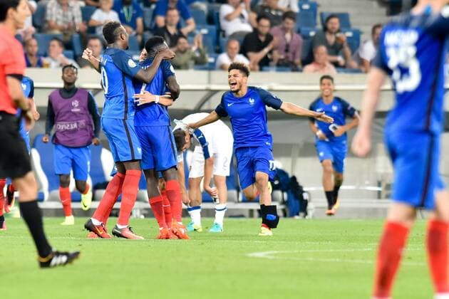 GER, UEFA U19 2016, Finale, Frankreich (FRA) vs Italien (ITA) 24.07.2016, Rhein-Neckar-Arena, Sinsheim, GER, UEFA U19 EURO 2016, Finale, France (FRA) vs Italy (ITA), picture shows im Bild: Jubel nach dem Schlusspfiff bei Denis Will Poha ( 17, Frankreich France (FRA)) Foto © nordphoto Fabisch nordphotox xFabisch