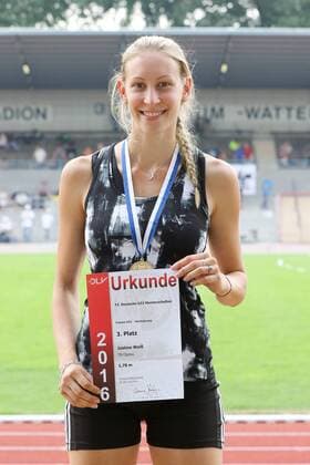 73. Deutsche U23 Meisterschaften; Bochum-Wattenscheid, 24.07.2016 Justine Weiss (TB Oppau); 73. Deutsche U23 Meisterschaften am 24.07.2016 im Lohrheide-Stadion, Bochum-Wattenscheid (Nordrhein-Westfalen). xdfx