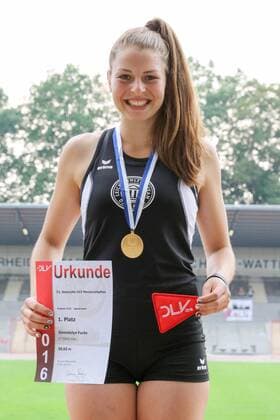 73. Deutsche U23 Meisterschaften; Bochum-Wattenscheid, 24.07.2016 Deutsche U23-Meisterin im Speerwurf: Gwendolyn Fuchs (LT DSHS Koeln); 73. Deutsche U23 Meisterschaften am 24.07.2016 im Lohrheide-Stadion, Bochum-Wattenscheid (Nordrhein-Westfalen). xdfx