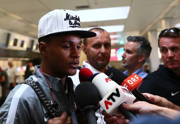 SOCCER - CL, quali, Tirana vs RBS SALZBURG,AUSTRIA,25.JUL.16 - SOCCER - UEFA Champions League, qualification, FK Partizani Tirana vs Red Bull Salzburg, departure from the Salzburg airport. Image shows Valentino Lazaro (RBS). GEPAxpictures xFelixxRoittner