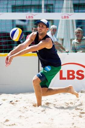 Annahme August Sigle (BTFS 411); LBS-Cup Beachvolleyball A-Top, Marktplatz, Offenburg Germany, 20160724; Offenburg Copyright: Wuechnerx xEibner-Pressefoto EP_nwr