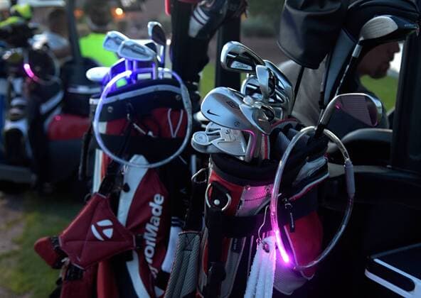 Golf, Equipment für Nachtgolf July 22, 2016 - Albuquerque, NM, U.S. - 07222016---Glowing lights on the golf carts for night golf at Sandia Golf Club, photographed on Friday July 22, 2016. Sports News - July 22, 2016 - ZUMAab1_