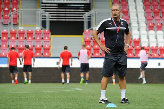 Viktoria Plzen coach Roman Pivarnik in action during the training session prior to 3rd qualifying round of football Champions League, 1st leg: Viktoria Plzen vs Karabach in Plzen, Czech Republic, July 25, 2016. (CTKxPhoto PavelxNemecek) CTKPhotoP201607250790201  nmc13