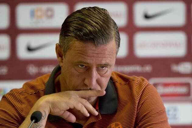 Coach of Steaua Bucharest LAURENTIU REGHECAMPF speaks during the press conference PK Pressekonferenz prior to 3rd qualifying round of football Champions League, 1st leg: Sparta Praha vs Steaua Bucharest in Prague, Czech Republic, July 25, 2016. (CTKxPhoto MichalxKamaryt) CTKPhotoP201607250816601  kmt 2