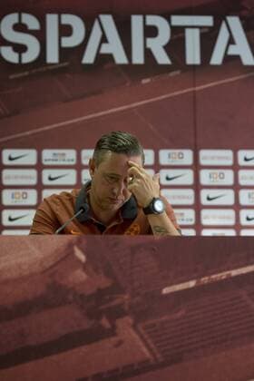 Coach of Steaua Bucharest LAURENTIU REGHECAMPF speaks during the press conference PK Pressekonferenz prior to 3rd qualifying round of football Champions League, 1st leg: Sparta Praha vs Steaua Bucharest in Prague, Czech Republic, July 25, 2016. (CTKxPhoto MichalxKamaryt) CTKPhotoP201607250816701  kmt 3