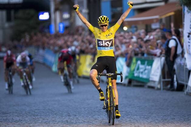 Radsport, Chris Froome gewinnt Natourcriterium Aalst British Chris Froome of Team Sky celebrates after winning the 81st edition of the Natourcriterium Aalst cycling race, Monday 25 July 2016 in Aalst. The contest is a part of the traditional criteriums , local races in which mainly cyclists who rode the Tour de France compete. KRISTOFxVANxACCOM  x04898899x