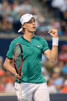 July 25, 2016: Denis Shapovalov of Canada reacts after winning a point against Nick Kyrgios or Australia during their first round match of the Rogers Cup tournament at the Aviva Centre in Toronto, Ontario, Canada on July 25, 2016. Cal Media TENNIS 2016 - Rogers Cup Toronto July 25 - ZUMAc04_