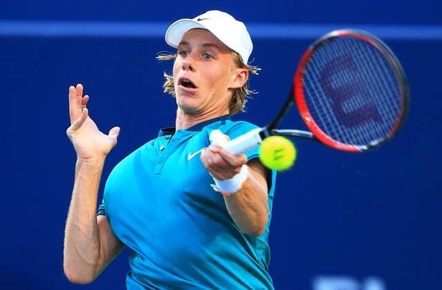 (160726) -- TORONTO, July 26, 2016 -- Denis Shapovalov of Canada returns the ball against Nick Kyrgios of Australia during their first round of men s singles match at the 2016 Rogers Cup in Toronto, Canada, July 25, 2016. Denis Shapovalov won 2-1. )(hcs) (SP)CANADA-TORONTO-TENNIS-ROGERS CUP-MEN S SINGLES ZouxZheng 