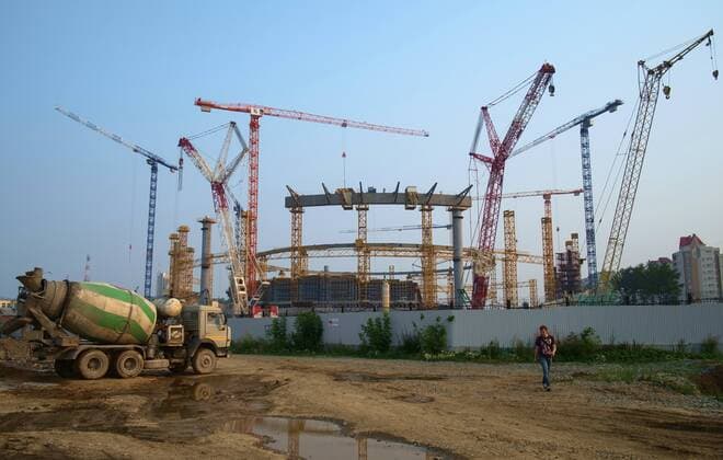 FuÃŸball, Zentralstadion in Jekaterinburg im Bau fÃ¼r die FIFA WM 2018 YEKATERINBURG, RUSSIA - JULY 26, 2016: A view of Yekaterinburg Central Stadium (Yekaterinburg Arena) that is currently under renovation. The stadium will host 2018 FIFA World Cup WM Weltmeisterschaft Fussball matches. Donat Sorokin TASS  72454764st