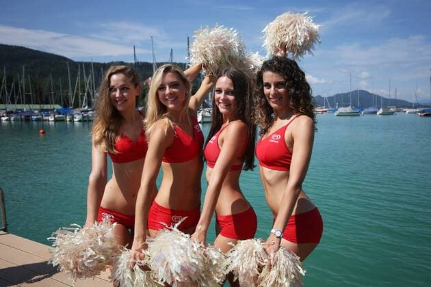 BEACHVOLLEYBALL - A1 Major Klagenfurt 2016 KLAGENFURT,AUSTRIA,26.JUL.16 - Beach volleyball Beachvolleyball - FIVB World Tour 2016, A1 Major Klagenfurt, press conference PK Pressekonferenz Image shows girls. GEPAxpictures xDanielxGoetzhaber