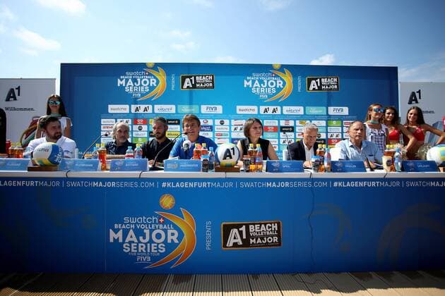 BEACHVOLLEYBALL - A1 Major Klagenfurt 2016 KLAGENFURT,AUSTRIA,26.JUL.16 - Beach volleyball Beachvolleyball - FIVB World Tour 2016, A1 Major Klagenfurt, press conference PK Pressekonferenz Image shows an overview. GEPAxpictures xDanielxGoetzhaber
