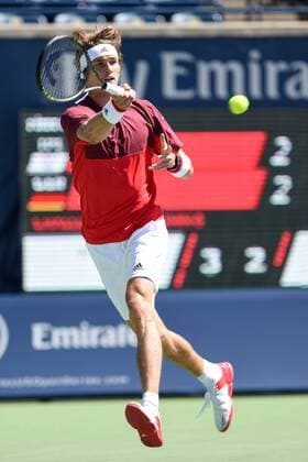 July 26, 2016 - Toronto, Ontario, Canada - ALEXANDER ZVEREV of Germany returns the ball to Y. Lu of Taipei during their first round match of the Rogers Cup tournament at the Aviva Centre in Toronto, Ontario, Canada. Lu won 7:5, 6:3. Tennis 2016 - Rogers Cup - ZUMAc04_