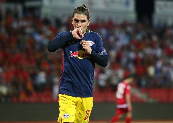 SOCCER - CL, quali, Tirana vs RBS ELBASAN,ALBANIA,26.JUL.16 - SOCCER - UEFA Champions League, qualification, FK Partizani Tirana vs Red Bull Salzburg. Image shows the rejoicing of Jonatan Soriano (RBS). GEPAxpictures xFelixxRoittner