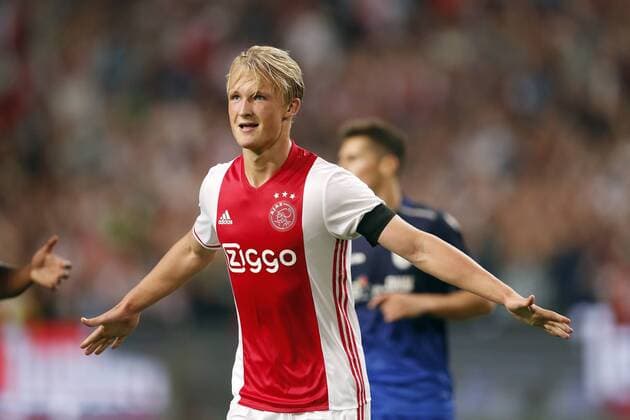 Kasper Dolberg of Ajax during the UEFA Champions League Third qualifying round first leg match between Ajax Amsterdam and PAOK Saloniki on July 26, 2016 at the Amsterdam Arena in Amsterdam, The Netherlands. Ajax v PAOK Saloniki UEFA Champions League 2016 2017 xVIxxIVx 5898407