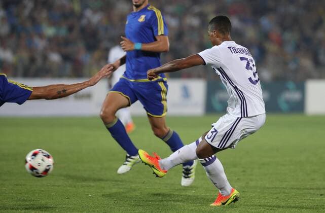 Anderlecht s Youri Tielemans pictured scoring the 1-2 goal during the first leg of the third qualification round between Belgian first league soccer team RSC Anderlecht and Russian team FC Rostov in the Champions League competition, on Tuesday 26 July 2016, in Rostov-on-Don, Russia. VIRGINIExLEFOUR  x04899248x