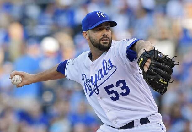 July 26, 2016 - Kansas City, MO, USA - Kansas City Royals pitcher Dillon Gee throws in the first inning against the Los Angeles Angels on Tuesday, July 26, 2016, at Kauffman Stadium in Kansas City, Mo. LA Angels at Kansas City - ZUMAm67_