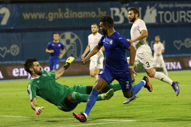 Zagreb, 26.7.2016., Stadion Maksimir - UEFA Champions League, Third qualifying round, First leg. GNK DINAMO Zagreb (blue) - DINAMO Tbilisi (white) 2:0 El Arabi Hilal SOUDANI (2) and Anthony SCRIBE (1 GK)