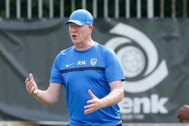 Genk s head coach Peter Maes pictured during a training session of Belgian first league soccer team KRC Genk, Wednesday 27 July 2016, in Genk. Tomorrow Genk is playing the first leg of the third qualifying round in the Europa League competition against Ireland s Cork City F.C.. BRUNOxFAHY  x04899328x
