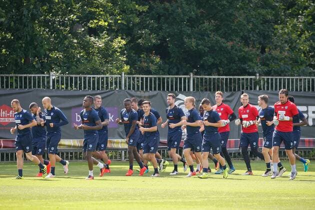 Genk s players pictured during a training session of Belgian first league soccer team KRC Genk, Wednesday 27 July 2016, in Genk. Tomorrow Genk is playing the first leg of the third qualifying round in the Europa League competition against Ireland s Cork City F.C.. BRUNOxFAHY  x04899347x