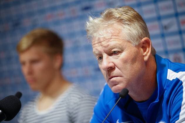 Genk s head coach Peter Maes pictured during a press conference PK Pressekonferenz of Belgian first league soccer team KRC Genk, Wednesday 27 July 2016, in Genk. Tomorrow Genk is playing the first leg of the third qualifying round in the Europa League competition against Ireland s Cork City F.C.. BRUNOxFAHY  x04899363x