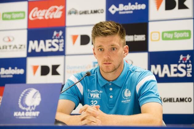 Gent s Thomas Foket pictured during a press conference PK Pressekonferenz of Belgian first league soccer team KAA Gent, Wednesday 27 July 2016, in Gent. Tomorrow Gent is playing the first leg of the third qualifying round in the Europa League competition against Romania s FC Viitorul Constanta. JASPERxJACOBS  x04899381x