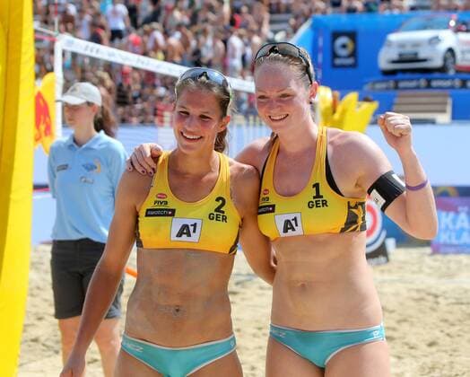 Beachvolleyball. Beach volleyball Beachvolleyball Major Series. Julia SUDE, Chantal LABOUREUR (GER). Klagenfurt, 27.7.2016.