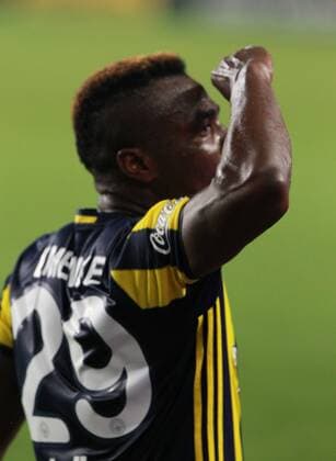 UEFA Champions League Third qualifying round first leg match between Fenerbahce Istanbul and Monaco on July 27, 2016 at the Ulker Stadium in Istanbul,Turkey. Pictured: Emmanuel Emenike of Fenerbahce. 