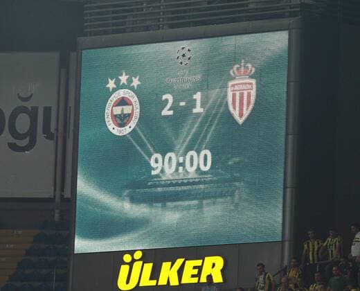 UEFA Champions League Third qualifying round first leg match between Fenerbahce Istanbul and Monaco on July 27, 2016 at the Ulker Stadium in Istanbul,Turkey. Final Score : Fenerbahce 2 - Monaco 1 Pictured: scoreboard 