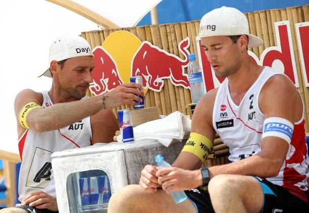 BEACHVOLLEYBALL - A1 Major Klagenfurt 2016 KLAGENFURT,AUSTRIA,28.JUL.16 - Beach volleyball Beachvolleyball - FIVB World Tour 2016, A1 Major Klagenfurt, men. Image shows Christoph Dressler and Thomas Kunert (AUT). GEPAxpictures xDanielxGoetzhaber