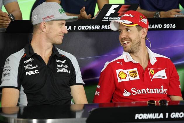 German Grand Prix, Hockenheimring 28 - 31 July 2016 28.07.2016 - press conference PK Pressekonferenz Nico Hulkenberg (GER) Sahara Force India F1 VJM09 and Sebastian Vettel (GER) Scuderia Ferrari SF16-H 