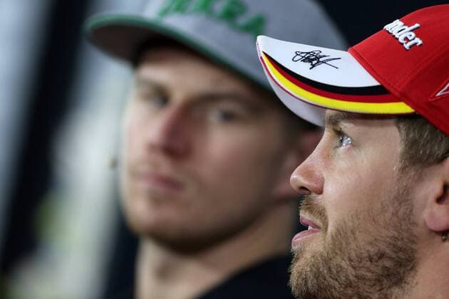 German Grand Prix, Hockenheimring 28 - 31 July 2016 28.07.2016 - press conference PK Pressekonferenz Sebastian Vettel (GER) Scuderia Ferrari SF16-H and Nico Hulkenberg (GER) Sahara Force India F1 VJM09 