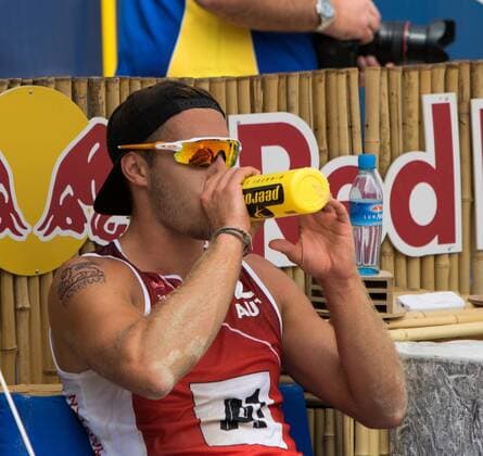 28.07.2016, Strandbad, Klagenfurt, AUT, FIVB World Tour, Beachvolleyball Major Series, Klagenfurt, Herren, im Bild Moritz Pristauz-Telsnigg (2, AUT) during the FIVB World Tour Major Series Tournament at the Strandbad in Klagenfurt, Austria on 2016 07 28. Klagenfurt EP_ste
