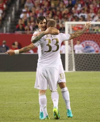 July 27, 2016 - Chicao, Illinois, U.S - AC MILAN MIDFIELDER KUCKA JURAJ (33) congratulated after scoring a goal in the during the second half of the game at Soldier Field. SOCCER 2016: Penalties were needed to break a 3-3 draw between Bayern Munich and AC Milan Wednesday July 27, 2016 at Soldier Field in Chicago, Illinois. AC Milan won the shootout 5-3. - ZUMAl136