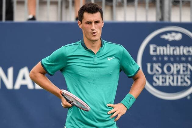 July 28, 2016: Bernard Tomic of Australia reacts after losing a point against Kevin Anderson of South Africa during their third round match of the Rogers Cup tournament at the Aviva Centre in Toronto, Ontario, Canada on July 28, 2016. Cal Media TENNIS 2016 - Rogers Cup Toronto July 28 - ZUMAc04_