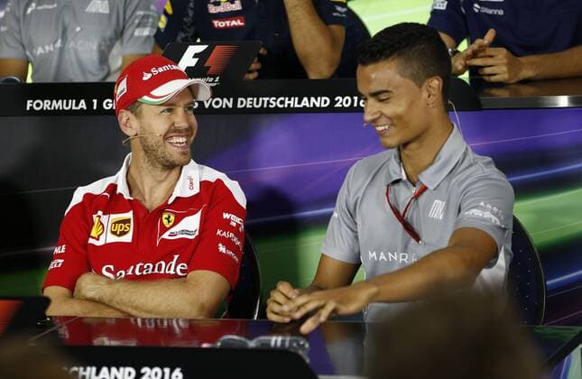 Motorsports: FIA Formula One World Championship WM Weltmeisterschaft 2016, Grand Prix of Germany, 5 Sebastian Vettel (GER, Scuderia Ferrari), 94 Pascal Wehrlein (GER, Manor Racing F1 Team), xHOCHxZWEIx