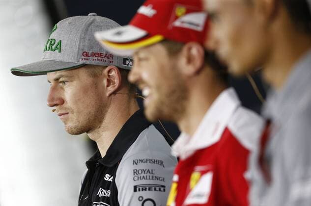 Motorsports: FIA Formula One World Championship WM Weltmeisterschaft 2016, Grand Prix of Germany, 27 Nico Hulkenberg (GER, Sahara Force India F1 Team), 5 Sebastian Vettel (GER, Scuderia Ferrari), 94 Pascal Wehrlein (GER, Manor Racing F1 Team), xHOCHxZWEIx