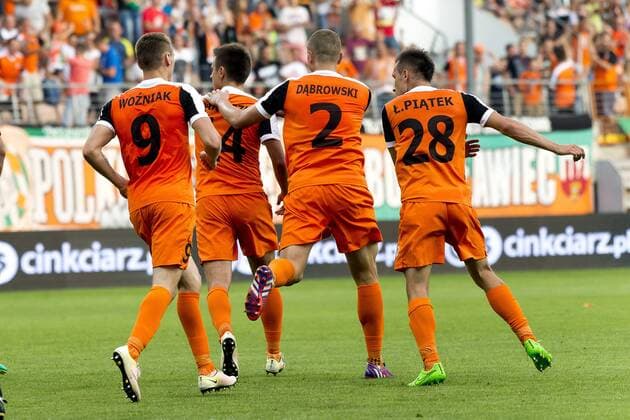 Fußball, EL Quali, Zaglebie Lubin - SönderjyskE 2016.07.28, LUBIN , III RUNDA ELIMINACJI LIGI EUROPY , KGHM ZAGLEBIE LUBIN vs SONDERJYSKE DANIA, nz LUKASZ JANOSZKA 14(Zaglebie) GOL RADOSC, ---  160728LUC_2758