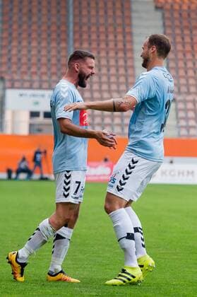 Polska Lubin 28.07.2016 -- KGHM Zaglebie Lubin - Soenderjyske N z Marc Dal Hende soenderjyske 7 radosc po gol bramka joy after goal celebrates after scoring goal -- III round of the Europa League elimination KGHM Zaglebie Lubin - Soenderjyske ---  160728_2SB8264