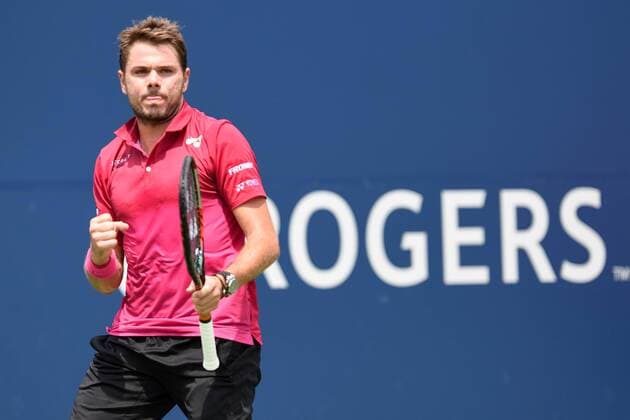 July 28, 2016: Stan Wawrinka of Switzerland reacts after winning the first set against Jack Sock of the United States during their third round match of the Rogers Cup tournament at the Aviva Centre in Toronto, Ontario, Canada on July 28, 2016. Cal Media TENNIS 2016 - Rogers Cup Toronto July 28 - ZUMAc04_