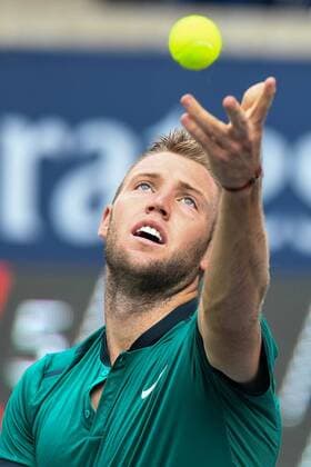 July 28, 2016: Jack Sock of the United States serves the ball to Stan Wawrinka of Switzerland during their third round match of the Rogers Cup tournament at the Aviva Centre in Toronto, Ontario, Canada on July 28, 2016. Cal Media TENNIS 2016 - Rogers Cup Toronto July 28 - ZUMAc04_
