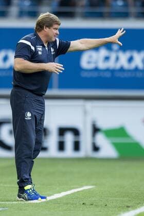 Gent s head coach Hein Vanhaezebrouck pictured in action during the first leg match of the third qualifying round between Belgian first league soccer team KAA Gent and Romania s FC Viitorul Constanta in the Europa League competition, on Thursday 28 July 2016, in Gent. JASPERxJACOBS  x04899796x