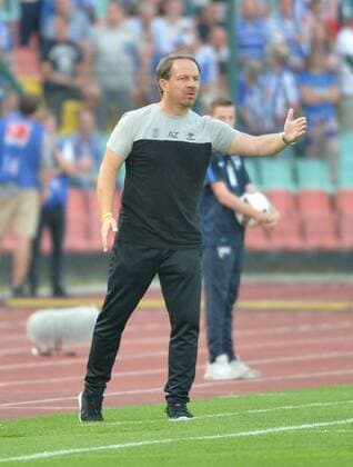 Fussball, Herren, Saison 2016 17, Europa League, 3. Qualifikationsrunde (Hinspiel), Hertha BSC - Bröndby IF Kopenhagen im Jahn-Sportpark, Trainer Alexander Zorniger (Bröndby IF Kopenhagen), 28.07. 2016,