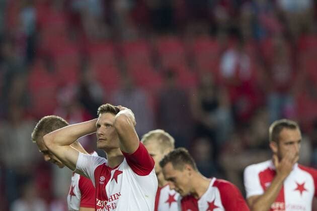 Disappointed Milan Skoda (second from left) from Slavia during the Football Europa League 3rd qualifying round match SK Slavia Praha vs Rio Ave, in Prague, Czech Republic, July 28, 2016. (CTKxPhoto MichalxKamaryt) CTKPhotoP201607281024701  kmt 13