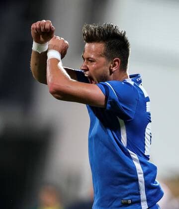 SOCCER - EL quali, Admira vs Liberec MARIA ENZERSDORF,AUSTRIA,28.JUL.16 - SOCCER - UEFA Europa League, qualification, FC Admira Wacker Moedling vs FC Slovan Liberec. Image shows the rejoicing of Egon Vuch (Liberec). GEPAxpictures xPatrickxLeuk