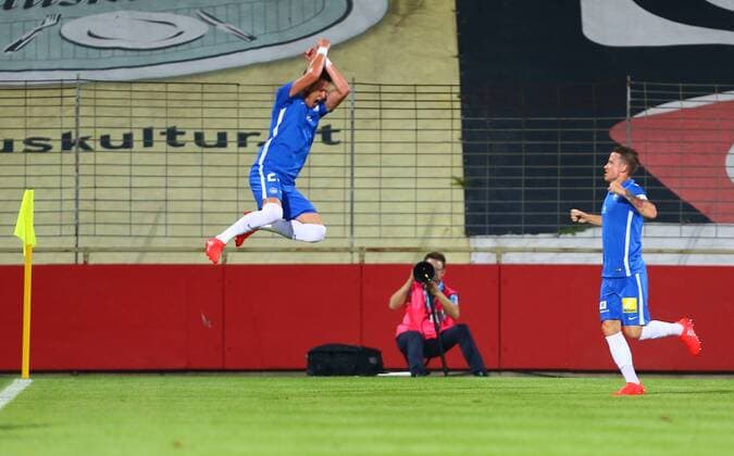 SOCCER - EL quali, Admira vs Liberec MARIA ENZERSDORF,AUSTRIA,28.JUL.16 - SOCCER - UEFA Europa League, qualification, FC Admira Wacker Moedling vs FC Slovan Liberec. Image shows the rejoicing of Egeon Vuech (Liberec). GEPAxpictures xCh.xKelemen