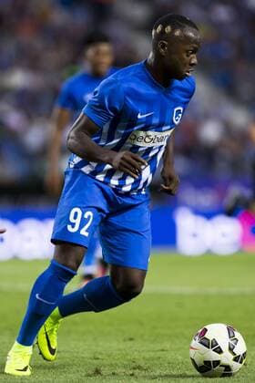 Genk s Neeskens Kebano pictured in action during the first leg game of the third qualifying round between Belgian first league soccer team KRC Genk and Ireland s Cork City F.C. in the Europa League competition, on Thursday 28 July 2016, in Genk. KRISTOFxVANxACCOM  x04899970x