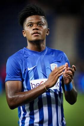 Genk s Leon Bailey celebrates after winning the first leg game of the third qualifying round between Belgian first league soccer team KRC Genk and Ireland s Cork City F.C. in the Europa League competition, on Thursday 28 July 2016, in Genk. VIRGINIExLEFOUR  x04899957x